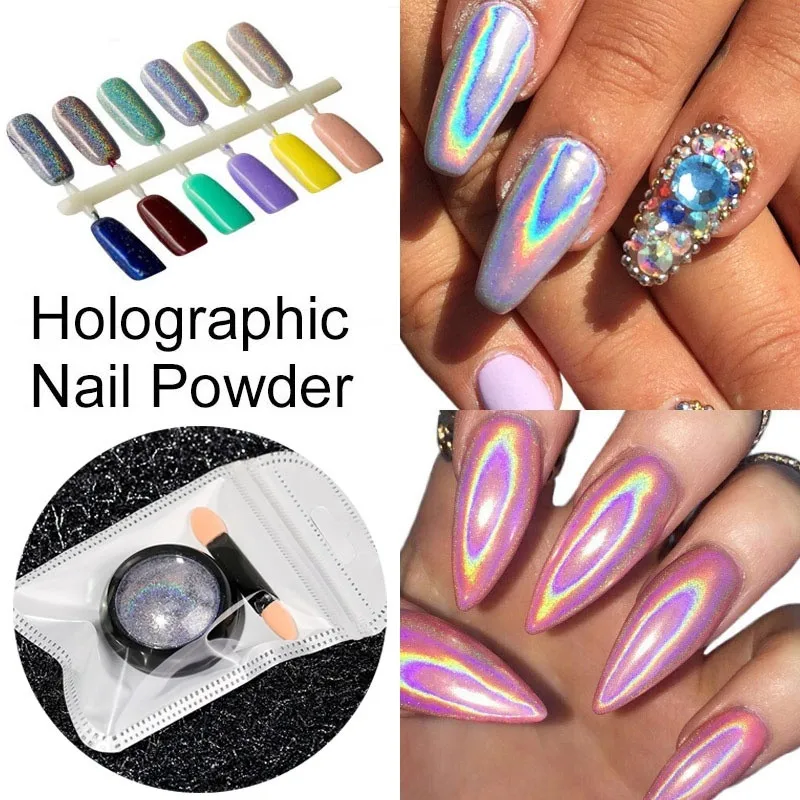 

Holographic Mirror Neon Aurora Nails Art Glitter Powders Mermaid Unicorn Chrome Pigment Dust Manicure DIY Nail Art Decoration
