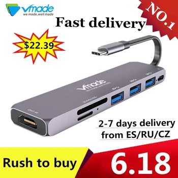 Vmade Typec 7 In 1 HUB to Multi USB 3.0 HDMI Adapter Dock for MacBook Pro Support PD 3.0 charging
Vmade Typec 7 In 1 HUB to Multi USB 3.0 HDMI Adapter Dock for MacBook Pro Support PD 3.0 charging