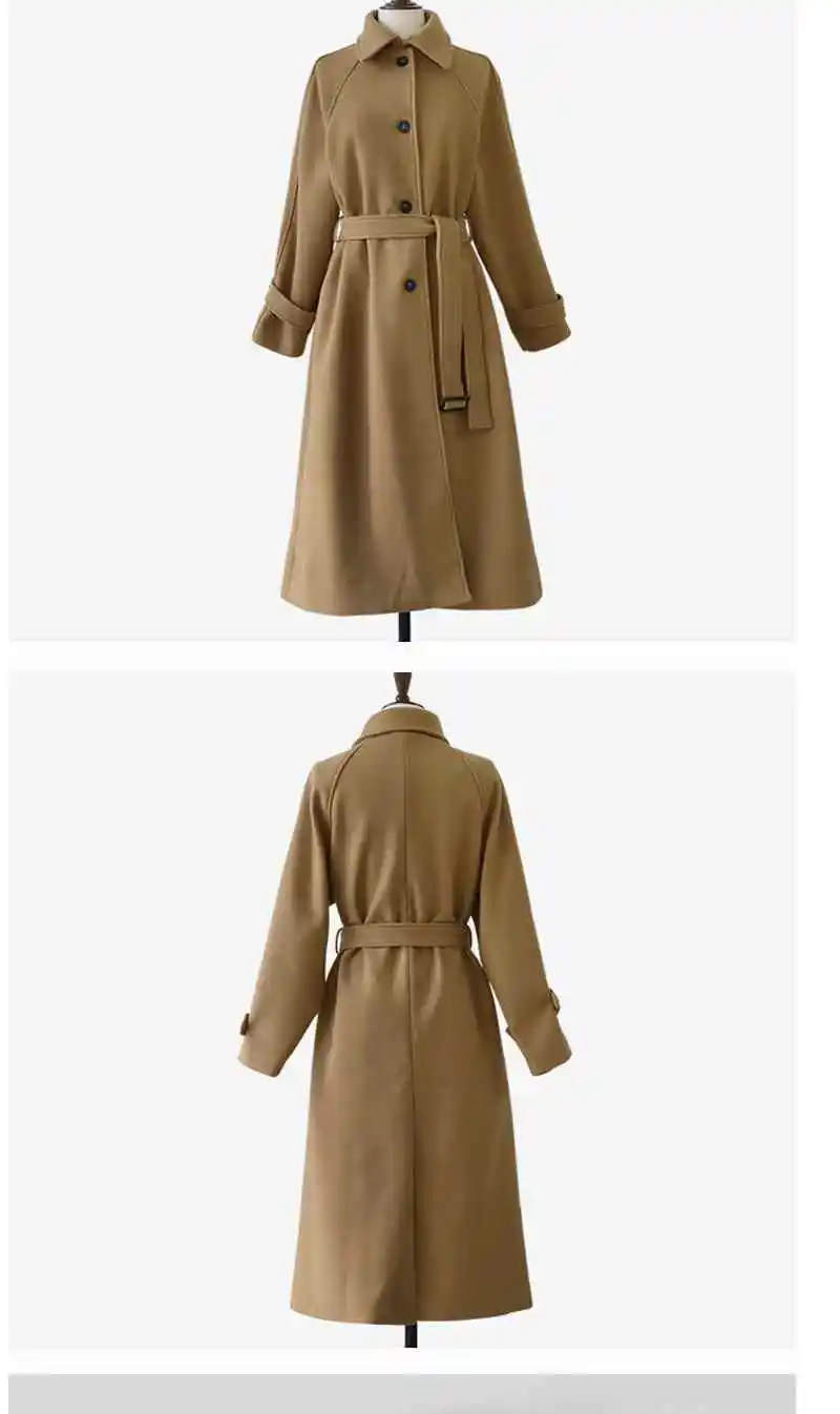 Autumn Winter Woolen Coat Women Korean Elegant Long Overcoat Vintage Solid Color Bandage Jacket Oversize Office Warm Women Coats Autumn Winter Woolen Coat Women Korean Elegant Long Overcoat Vintage Solid Color Bandage Jacket Oversize Office Warm Women Coats