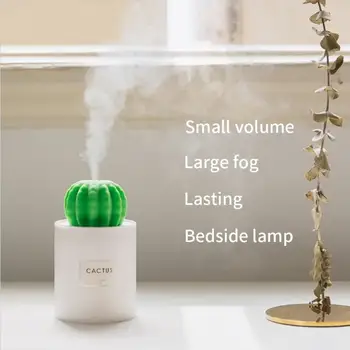 

280mL Cactus Timing Air Humidifier USB Aromatherapy Diffuser Aroma Mist Maker Home Bedroom Desktop Night Light Bedside Lamp hot