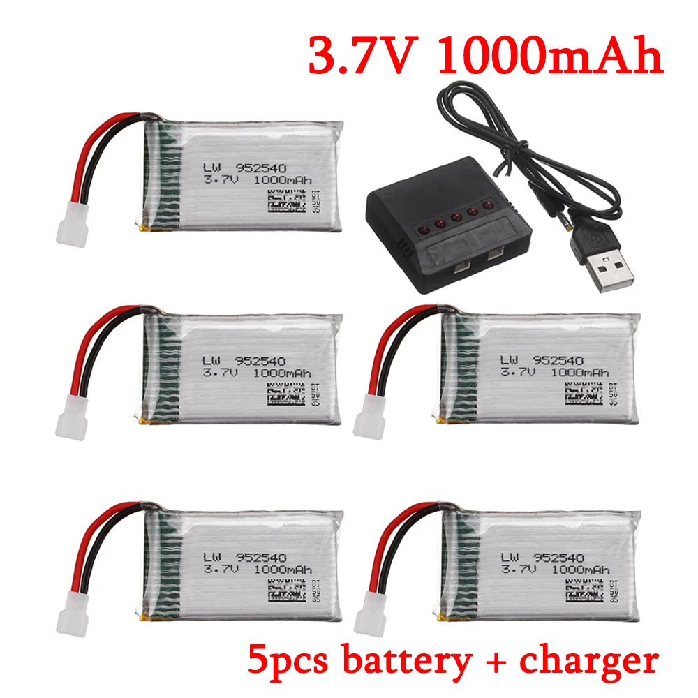 

3.7V 1000mAh Lipo Battery and Charger For Syma X5 X5C X5C-1 X5S X5SW X5SC V931 H5C CX-30 CX-30W RC Quadcopter Drone Spare Parts