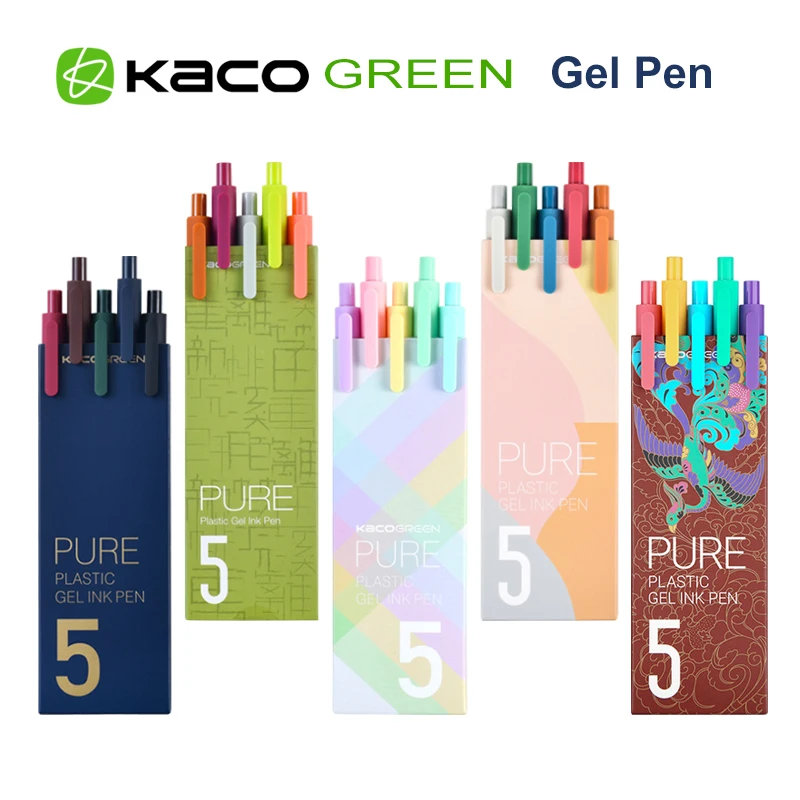 

5pcs/pack Newest KACO Sign Pen Gel Pen 0.5mm Refill Smooth Ink Writing Durable Signing Pen 5 Colors Vintage Color Stationery