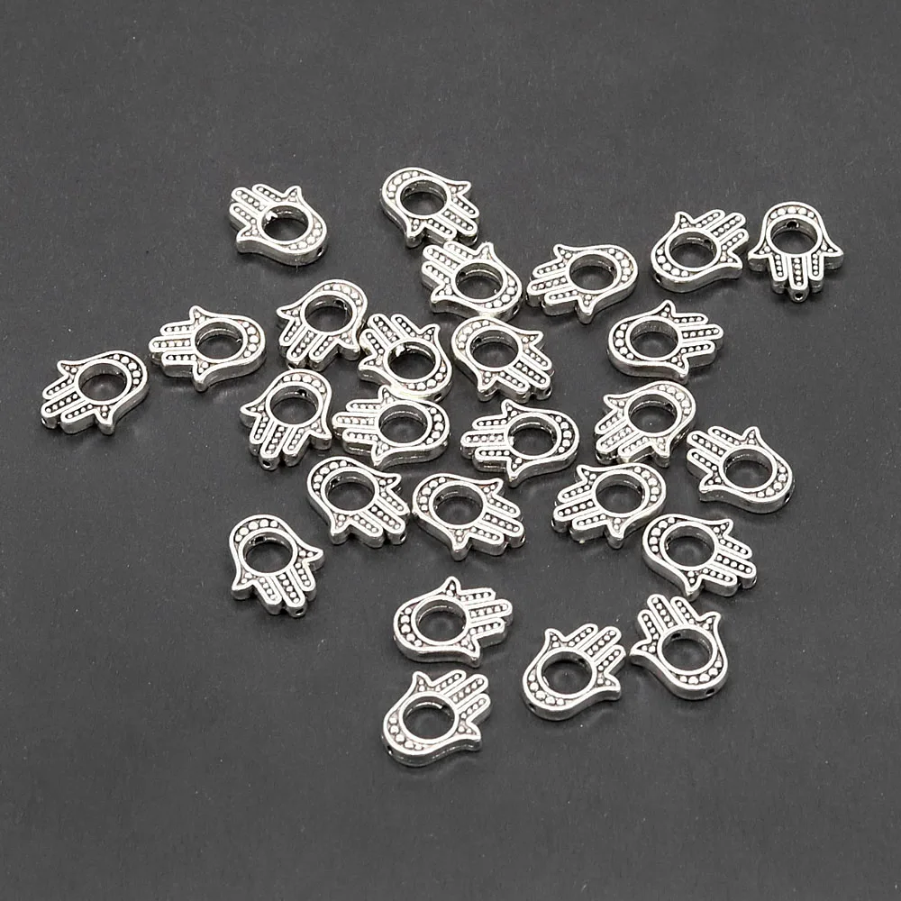 

30 pieces of Fatima Palm Charms 15*12MM Ancient Silver Hamsa Palm Hollow Beaded DIY Accessories Demon Eye Accessories