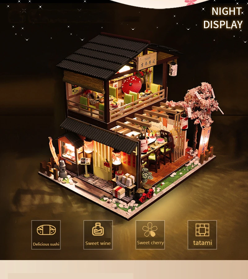 Gibbon Sushi DIY 3D Miniature Dollhouse Kit