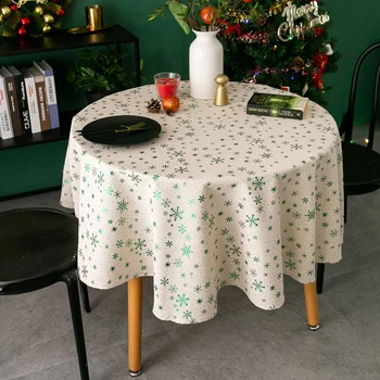 Round Tablecloth Christmas Snowflake Bell Flower Bronzing Fabric Table Cloth Cotton Linen Table Cover Kerst Tafelkleed ZC126
Round Tablecloth Christmas Snowflake Bell Flower Bronzing Fabric Table Cloth Cotton Linen Table Cover Kerst Tafelkleed ZC126