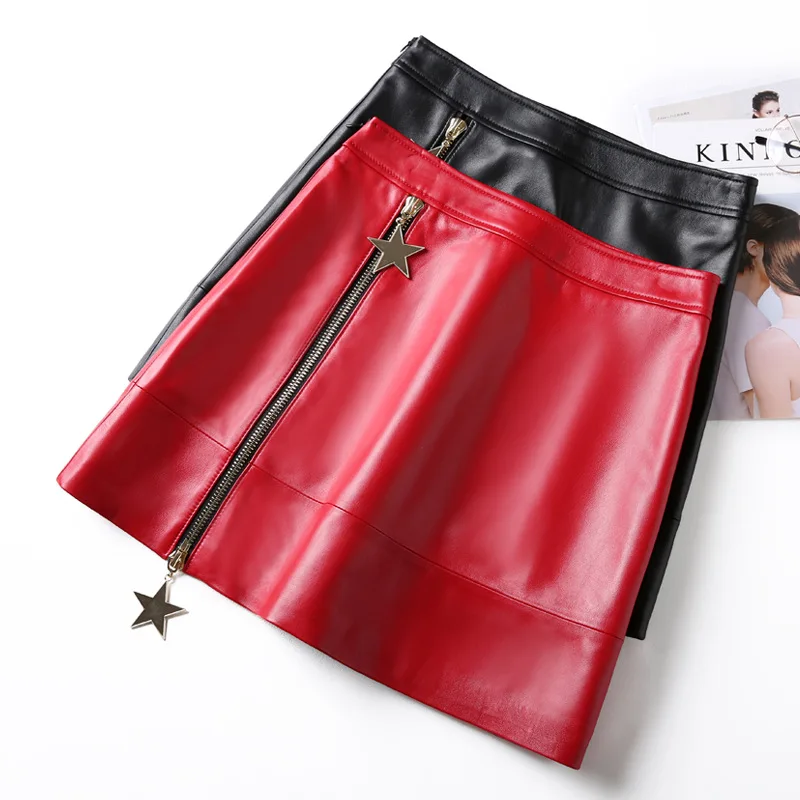 2019 Autumn women's high quality genuine leather skirts Hot fashion women's high-waist A-line leather mini skirt B141
2019 Autumn women's high quality genuine leather skirts Hot fashion women's high-waist A-line leather mini skirt B141