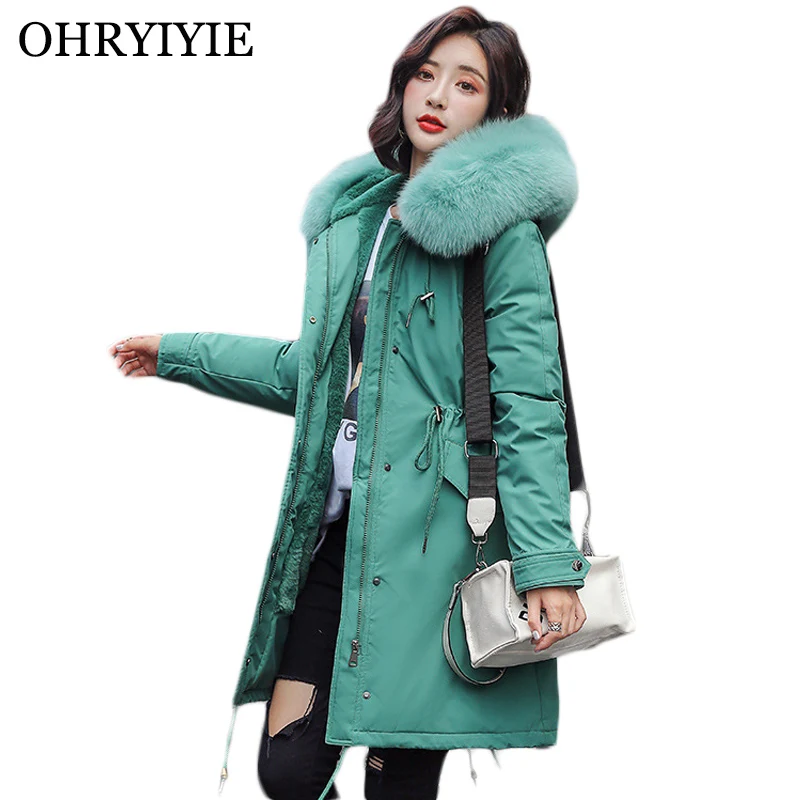 OHRYIYIE Green Long Autumn Winter Jackets And Coats Women 2019 Fashion Big Faux Fur Collar Cotton Parkas Female Thick Warm Coats
OHRYIYIE Green Long Autumn Winter Jackets And Coats Women 2019 Fashion Big Faux Fur Collar Cotton Parkas Female Thick Warm Coats