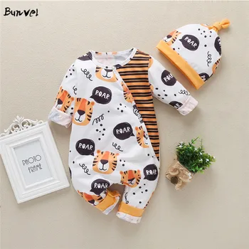 bunvel Infant Baby Girls Boys Rompers Patchwork Tiger Striped Print Jumpsuit Jumpers Spring Playsuit +Hat 2pcs Outfit Set 
bunvel Infant Baby Girls Boys Rompers Patchwork Tiger Striped Print Jumpsuit Jumpers Spring Playsuit +Hat 2pcs Outfit Set