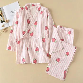 Women Pajamas Spring&Summer Cotton Gauze Home Clothes Suit Japanese Style Lady Sleepwear LOOSE Casual Lounge 2PCS Sleep Set
Women Pajamas Spring&Summer Cotton Gauze Home Clothes Suit Japanese Style Lady Sleepwear LOOSE Casual Lounge 2PCS Sleep Set