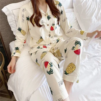 Autumn Winter Cotton Cartoon Pajamas Set Women Pyjamas Homewear Long sleeve Sleepwear Plus size Home Clothes Night suit Female 
Autumn Winter Cotton Cartoon Pajamas Set Women Pyjamas Homewear Long sleeve Sleepwear Plus size Home Clothes Night suit Female