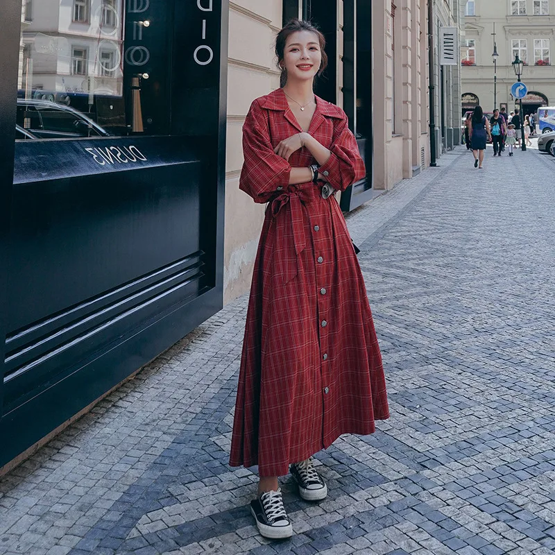 Skirt Women's 2020 New Style Spring And Autumn Loose-Fit Exta-long And Ankle Long Skirts Red Plaid Long Sleeve Trench Coat Dress
Skirt Women's 2020 New Style Spring And Autumn Loose-Fit Exta-long And Ankle Long Skirts Red Plaid Long Sleeve Trench Coat Dress