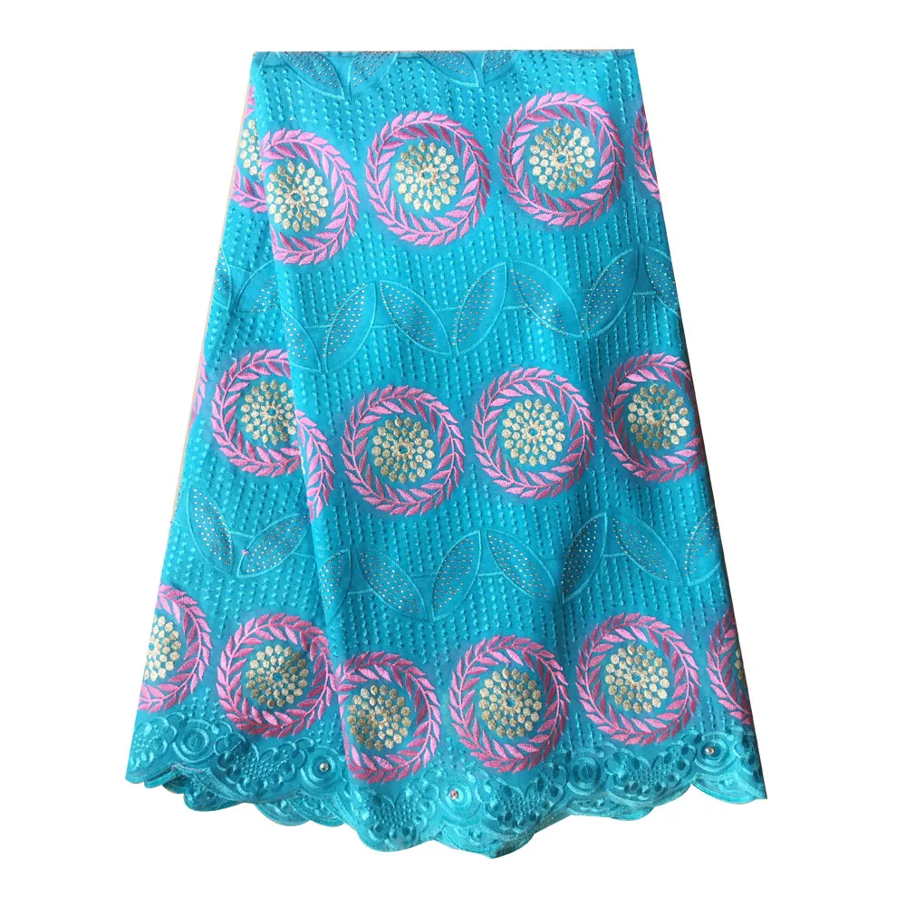 Sky blue voile lace fabric-50775