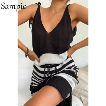 Sampic Bandage Striped Sashes Spaghetti Strap Black Dress Women White Casual Summer Beach Dress Knitted Slip Backless Sundress
Sampic Bandage Striped Sashes Spaghetti Strap Black Dress Women White Casual Summer Beach Dress Knitted Slip Backless Sundress