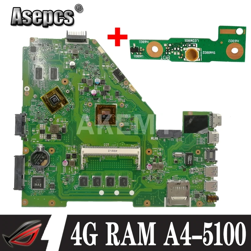 Asepcs X550EP материнская плата для ноутбука For Asus X550E X552E тест оригинальная 4G RAM A4-5100 |