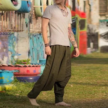Vintage Men Harem Pants Drop Crotch Hiphop Pants Print Pencil Sweatpants Casual Loose Pants Retro Costume Trousers Wide Leg Pant 
Vintage Men Harem Pants Drop Crotch Hiphop Pants Print Pencil Sweatpants Casual Loose Pants Retro Costume Trousers Wide Leg Pant
