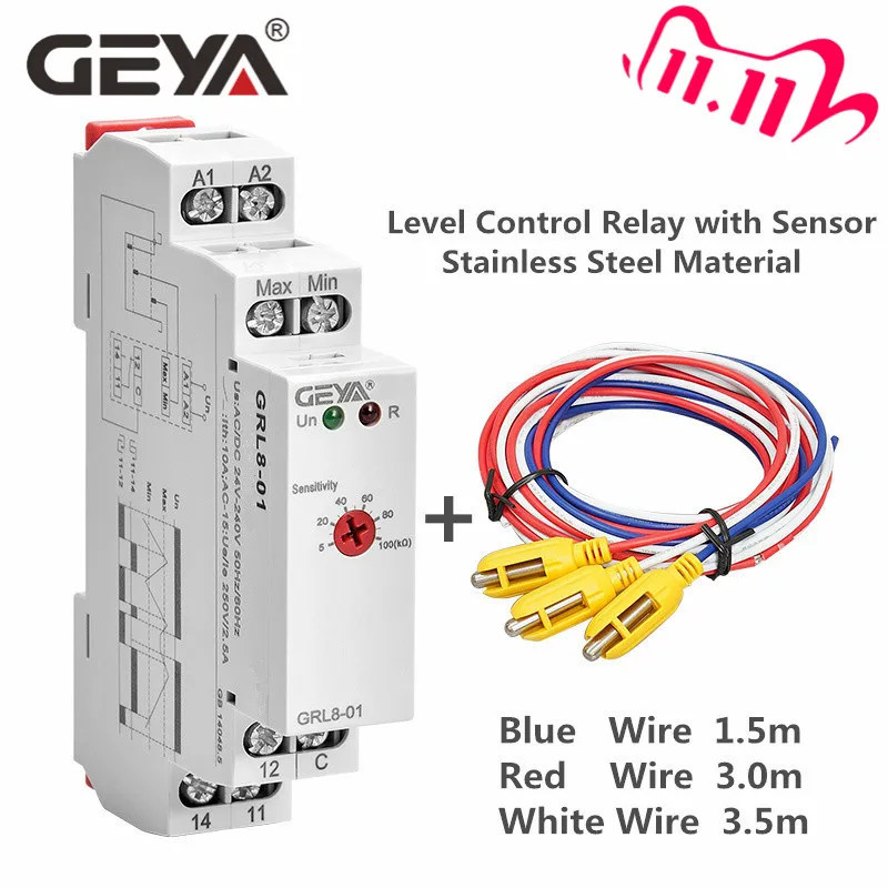 Free Shipping GEYA GRL8 Water Level Control Relay with Stainless Sensor AC/DC24V-240V Level Control Sensor
Free Shipping GEYA GRL8 Water Level Control Relay with Stainless Sensor AC/DC24V-240V Level Control Sensor