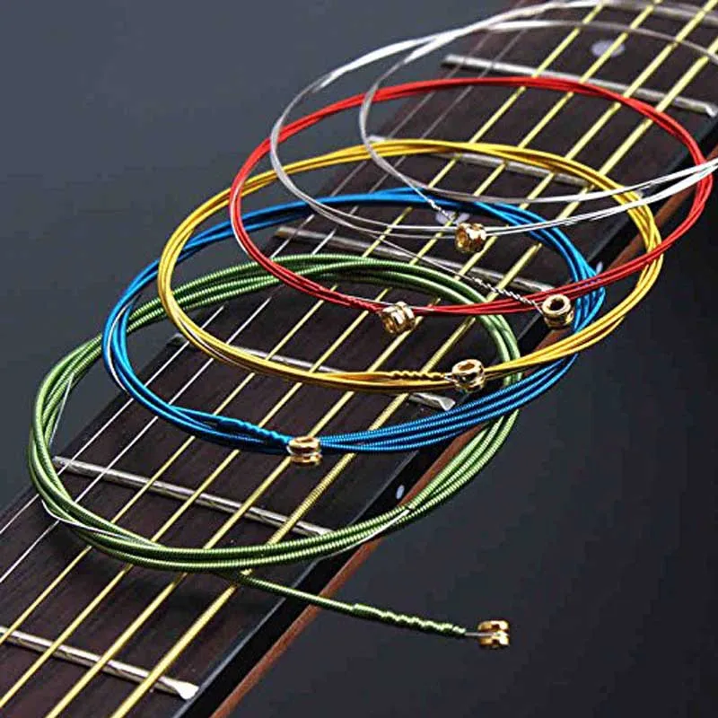 Фото 6 шт./компл. акустической гитары Радуга Цвет Фул гитарные струны E-A | Детали и аксессуары для гитар (4000840183192)