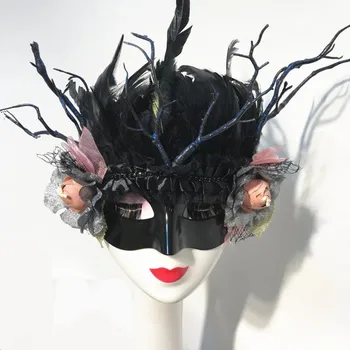 Halloween Cosplay Masks Props Black Branch Feather Flower Mask Prom Show Catwalk accessories Bar Masked Singer DS Stage Ornament
Halloween Cosplay Masks Props Black Branch Feather Flower Mask Prom Show Catwalk accessories Bar Masked Singer DS Stage Ornament