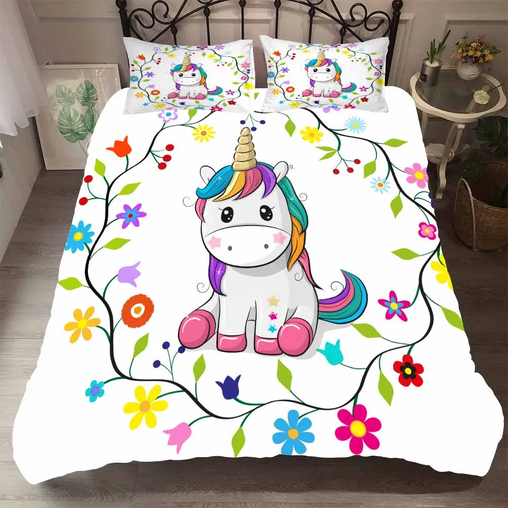 Best Wensd Comforter Bedding Sets Flower Unicorn Bedding Set