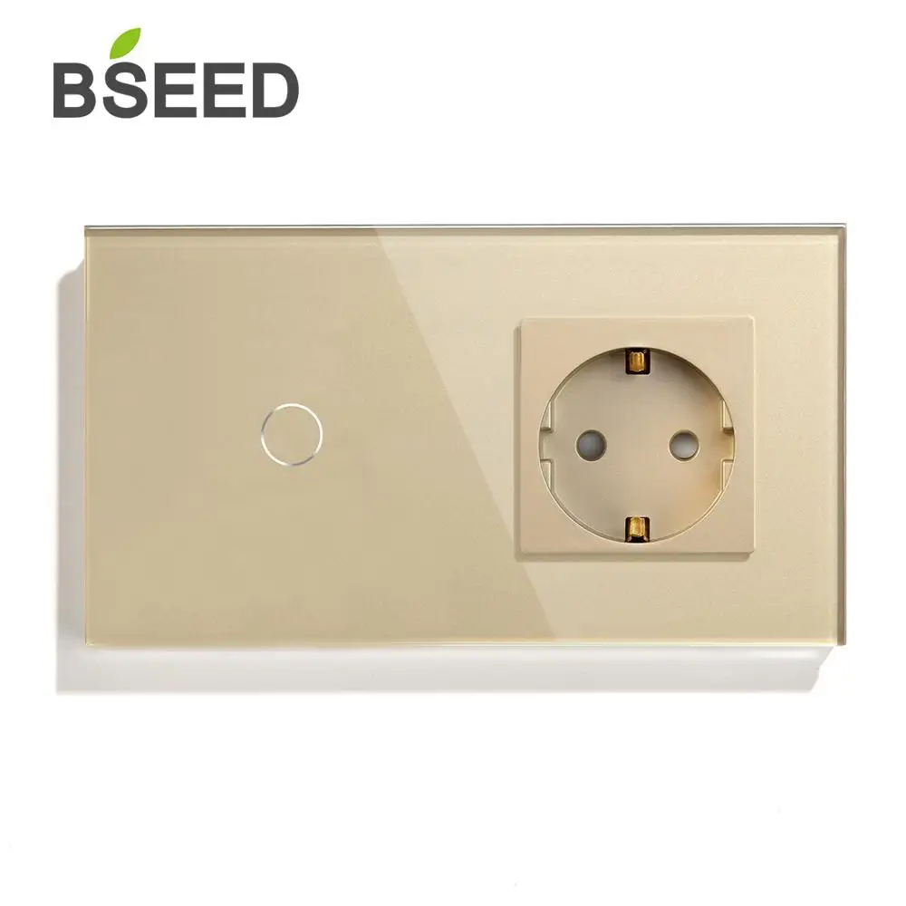 Сенсорный выключатель BSEED 1 клавиша канал 2 канала с розеткой европейского