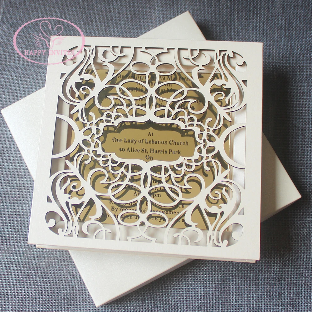 Free Shipping HI3048 Custom Boxed Wedding Invitation with Laser Cut Design and Gold Mirror Acrylic Invitation Made in China
Free Shipping HI3048 Custom Boxed Wedding Invitation with Laser Cut Design and Gold Mirror Acrylic Invitation Made in China