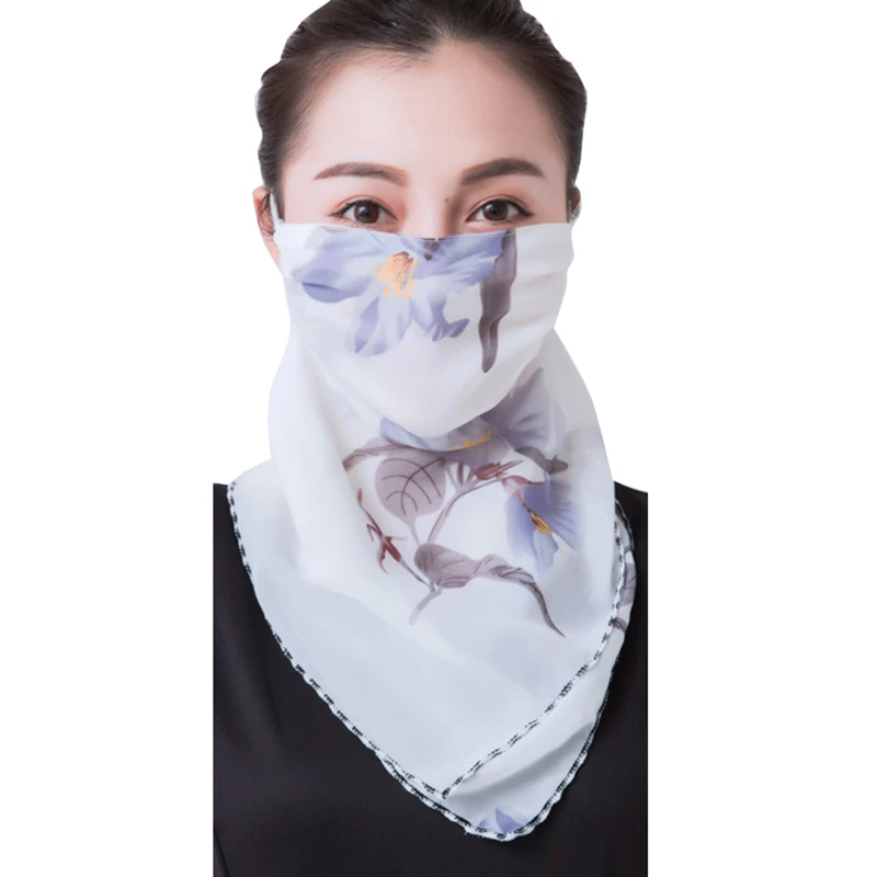 Hot Sunblock triangular-Shaped scarf over neck scarf for women summer ear-hanging scarf thin veil over face scarf