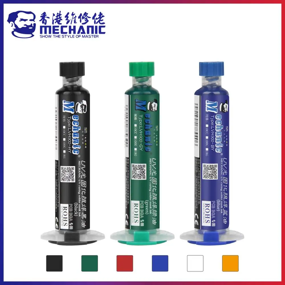 MECHANIC 10cc 6 Colors UV Curing Solder Mask Ink Welding Oil BGA PCB Paint Prevent Corrosive Arcing Soldering Paste Weld Flux
MECHANIC 10cc 6 Colors UV Curing Solder Mask Ink Welding Oil BGA PCB Paint Prevent Corrosive Arcing Soldering Paste Weld Flux