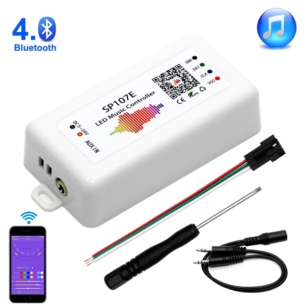 SP107E SPI led Bluetooth Pixel IC Controller by Smart Phone APP for WS2812B WS2813 SK9822 SK6812 RGBW LPD8806 Strip DC5-24V
SP107E SPI led Bluetooth Pixel IC Controller by Smart Phone APP for WS2812B WS2813 SK9822 SK6812 RGBW LPD8806 Strip DC5-24V