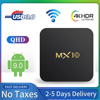 

MX10 Android 9.0 Smart TV Box 4k RK3328 Quad Core 4GB RAM 64GB ROM HD QHD 2.4G Wifi H.265 Media Player Set Top BOX