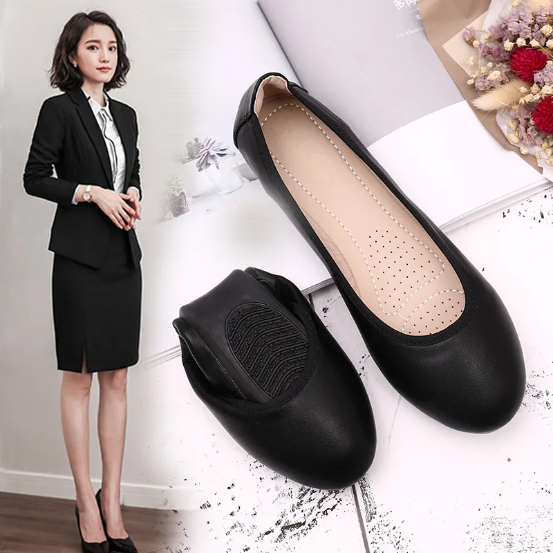 Soft-Sole Work Shoes Female Black round Flat Going to Work Shoes Business Hotel Bank Work Shoes Interview Leather Shoes WOMEN'S
Soft-Sole Work Shoes Female Black round Flat Going to Work Shoes Business Hotel Bank Work Shoes Interview Leather Shoes WOMEN'S