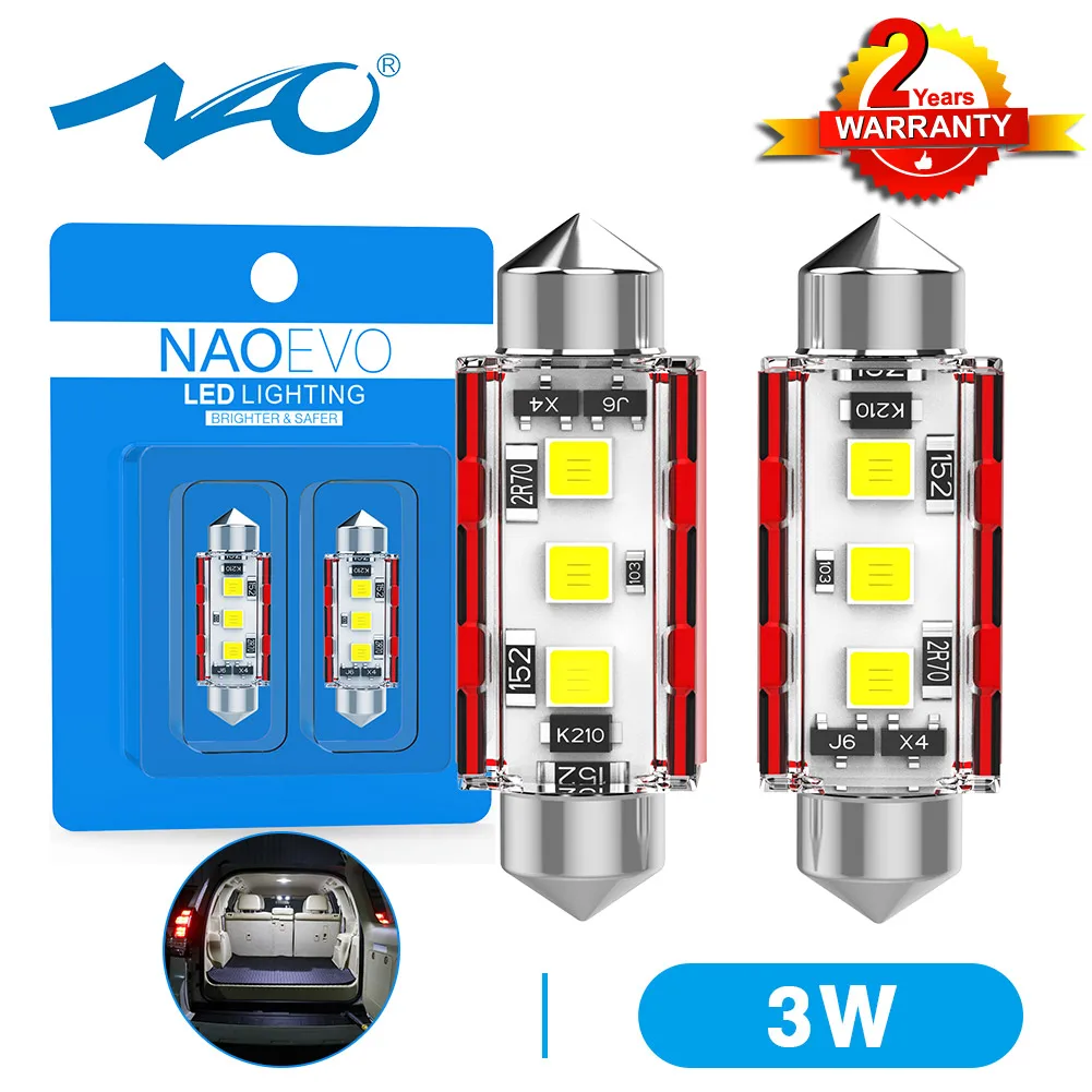 NAO C5W LED CANBUS Festoon 28mm 31mm 12V 24V 36mm 39mm 41mm 44mm C10W Car Interior Light 3030 Chip License Plate Reading Bulb | Автомобили