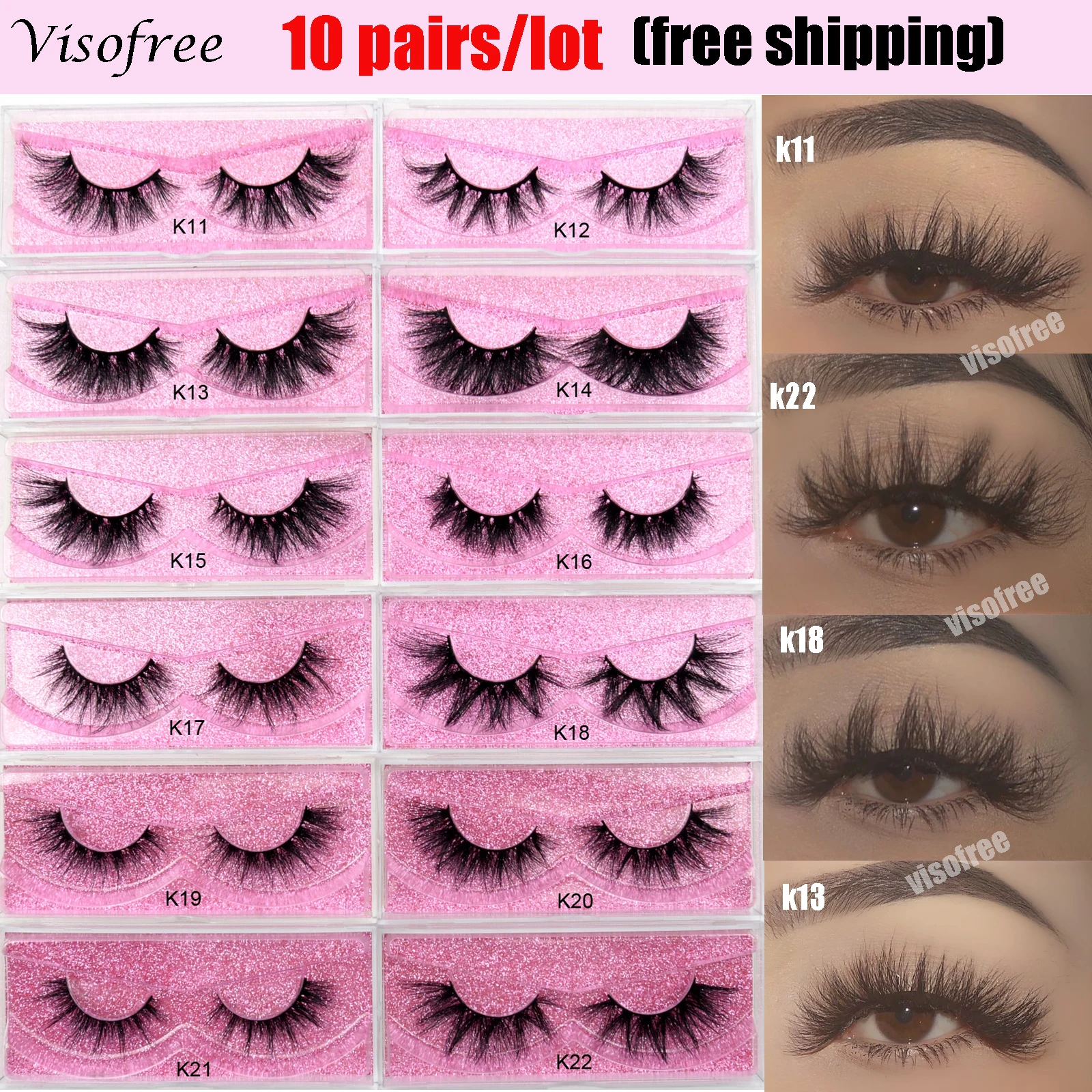 Wholesale Eyelashes 10 Pairs Visofree 3D Mink Lashes Natural False Eyelashes Hand Made Makeup Eye Lashes 3D Mink Eyelashes Bulk 
Wholesale Eyelashes 10 Pairs Visofree 3D Mink Lashes Natural False Eyelashes Hand Made Makeup Eye Lashes 3D Mink Eyelashes Bulk