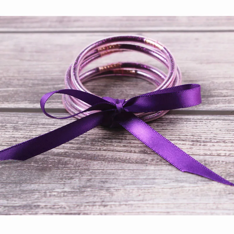 New 5 PCS/Set Bowknot Gold Silver Glitter Bangles Set 2019 All Weather Stack Silicone Plastic Glitter Jelly Bangles
New 5 PCS/Set Bowknot Gold Silver Glitter Bangles Set 2019 All Weather Stack Silicone Plastic Glitter Jelly Bangles