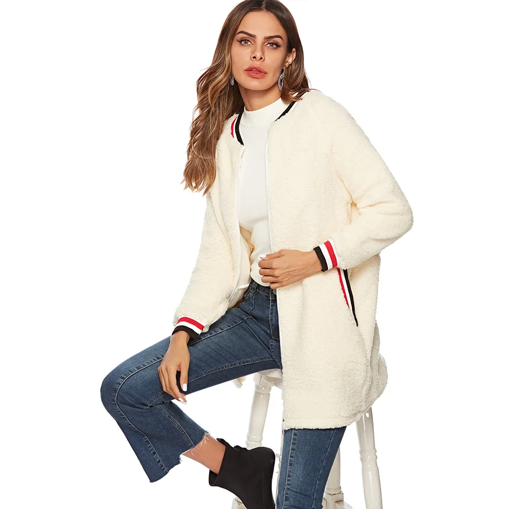 Autumn Winter Teddy Cashmere Jacket Women Medium Long O Neck Striped Plush Overcoat Casual Fleece Jacket For Women 2020 New
Autumn Winter Teddy Cashmere Jacket Women Medium Long O Neck Striped Plush Overcoat Casual Fleece Jacket For Women 2020 New
