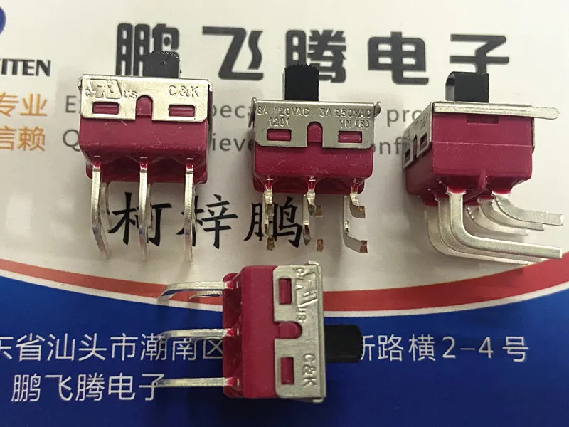 

1PCS Original American C&k 1201M2S3AQE2 toggle switch curved foot 6 feet 2 gear horizontal sliding power supply 6A