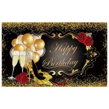 Gold Happy Birthday Backdrop Red Rose Floral Golden Balloon Heels Champagne Glass Background Birthday Party Decorations Supplies
Gold Happy Birthday Backdrop Red Rose Floral Golden Balloon Heels Champagne Glass Background Birthday Party Decorations Supplies