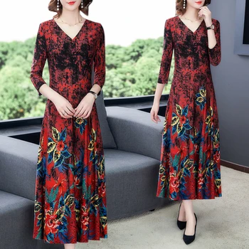 Spring and Autumn 2020 New V-neck Dresses Woman Fashion Printed Vintage Dress Plus Size Clothes
Spring and Autumn 2020 New V-neck Dresses Woman Fashion Printed Vintage Dress Plus Size Clothes