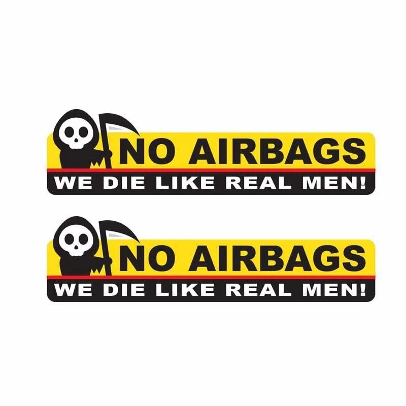 2X 13.3CM*3.5CM Funny Skeleton Head NO AIRBAGS WE DIE LIKE REAL MEN Car Sticker Decal PVC 12-0314 | Автомобили и мотоциклы