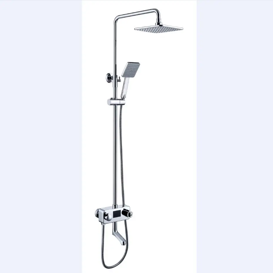 

Vidric free shipping high quality brass chrome finished wall mounted thermostatic shower faucet set with temperature display