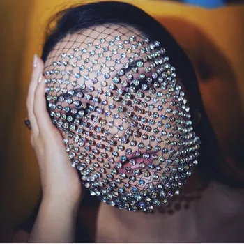 Creative Mesh Full Crystal Bling Wedding Face Mask Handmade Jewelry for Women Luxury Rhinestone Face Jewelry Decorative Mask
Creative Mesh Full Crystal Bling Wedding Face Mask Handmade Jewelry for Women Luxury Rhinestone Face Jewelry Decorative Mask