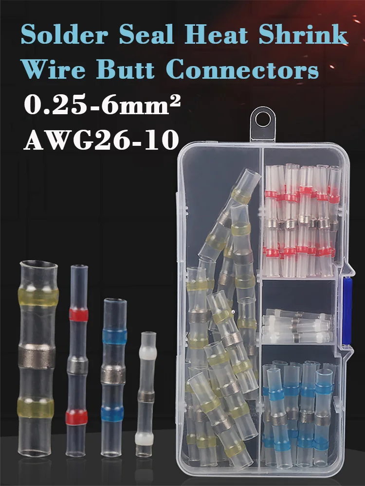 60/100/120PCS SST Series Wire Terminal Block Set Heat Shrink Waterproof IP67 Butt Copper AWG26-10 Solder Seal Fast Connector Kit
60/100/120PCS SST Series Wire Terminal Block Set Heat Shrink Waterproof IP67 Butt Copper AWG26-10 Solder Seal Fast Connector Kit