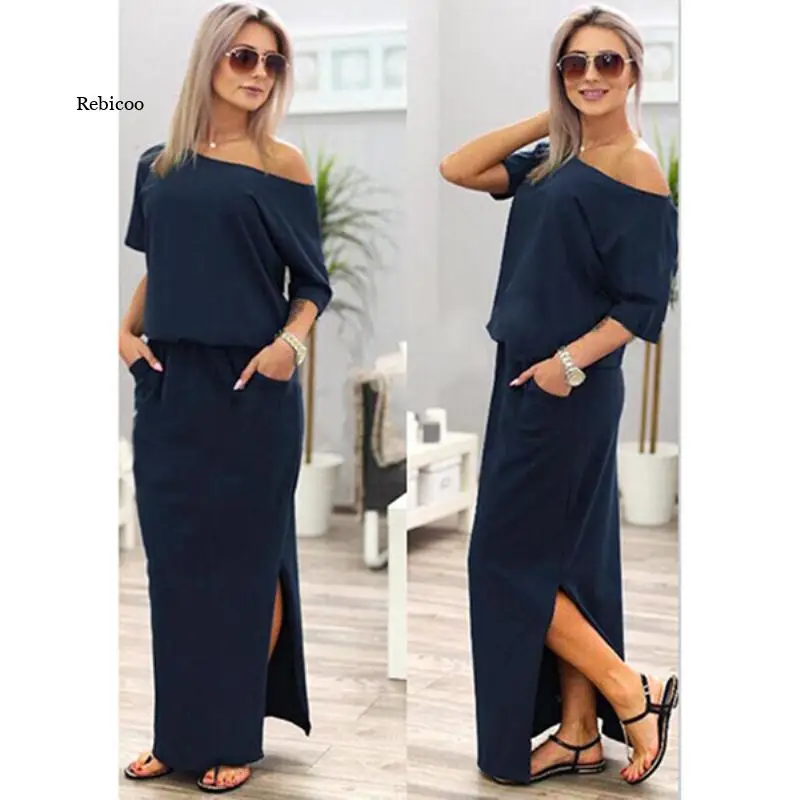 Summer Women Maxi Dress Boho Sexy Short Sleeve Side Slit Loose Evening Party Long Beach Dress with Pocket Vestidos
Summer Women Maxi Dress Boho Sexy Short Sleeve Side Slit Loose Evening Party Long Beach Dress with Pocket Vestidos