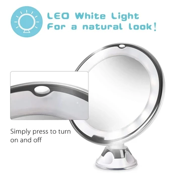 10X Magnifying Lighted Vanity Makeup Mirror With Natural White Led, 360 Degree Swivel Rotation And Locking Suction
10X Magnifying Lighted Vanity Makeup Mirror With Natural White Led, 360 Degree Swivel Rotation And Locking Suction