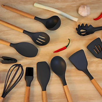 11pcs Silicone Cooking Utensil Set Wooden Handle Spatula Soup Spoon Brush Ladle Pasta Colander Non-Stick Cookware Kitchen Tools
11pcs Silicone Cooking Utensil Set Wooden Handle Spatula Soup Spoon Brush Ladle Pasta Colander Non-Stick Cookware Kitchen Tools