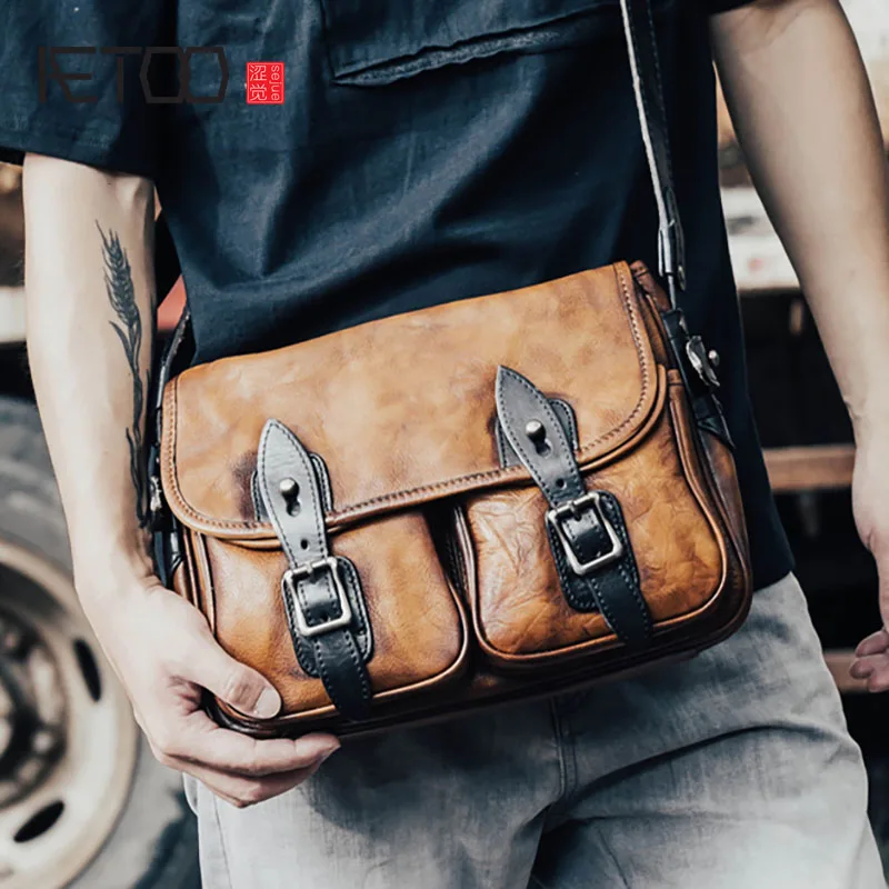 AETOO Vintage leather men's one-shoulder bag, hand-polished nostalgic men's bag
AETOO Vintage leather men's one-shoulder bag, hand-polished nostalgic men's bag