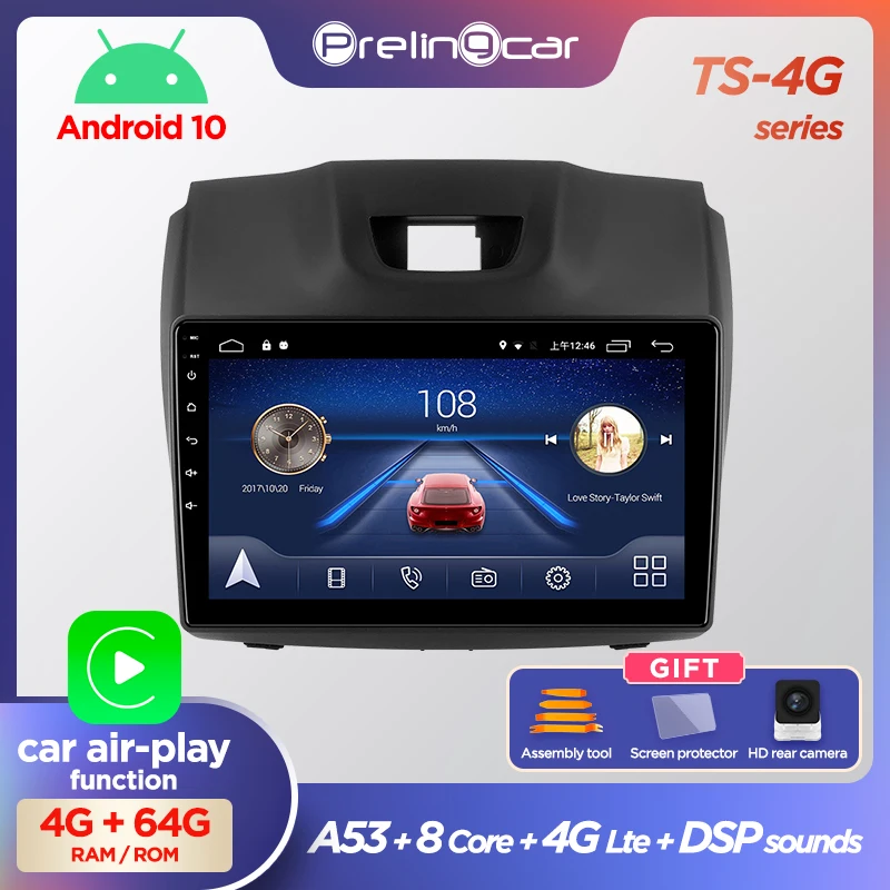 Автомагнитола Prelingcar Android 10 мультимедийный видеоплеер навигация GPS для Isuzu D Max