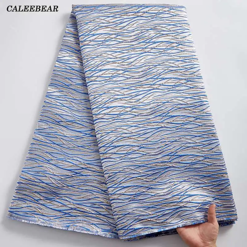 2022 Hight Quality African Lace Fabric Silver Blue Stripe Gilding French Jacquard Lace Brocade Fabric For Wedding Party Dress
2022 Hight Quality African Lace Fabric Silver Blue Stripe Gilding French Jacquard Lace Brocade Fabric For Wedding Party Dress