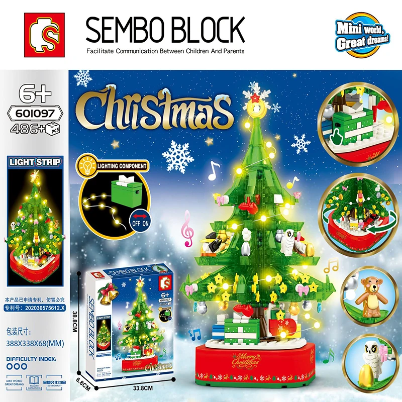 

Sembo Blocks Christmas Tree Reindeer House Model Sets Building Bricks Toy Father City Winter Brickheadz Santa Claus Elk New Year