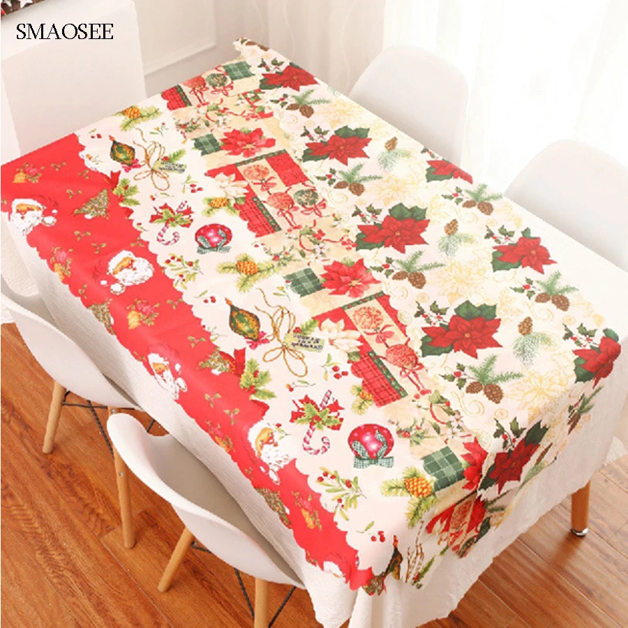 

1PC 35x178cm Christmas Table Runner Mat Tablecloth Christmas Flag Home Party Decorative Santa Claus Tapestry Red Table Runners