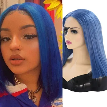 RONGDUOYI Blue Short Bob Synthetic Lace Front Bob Straight Lace Wigs for Women Glueless Half HandTied Hair Cosplay Heat Fiber
RONGDUOYI Blue Short Bob Synthetic Lace Front Bob Straight Lace Wigs for Women Glueless Half HandTied Hair Cosplay Heat Fiber